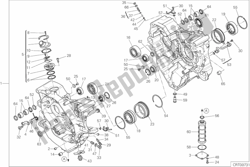 All parts for the 010 - Half-crankcases Pair of the Ducati Multistrada 1200 S Touring USA 2017
